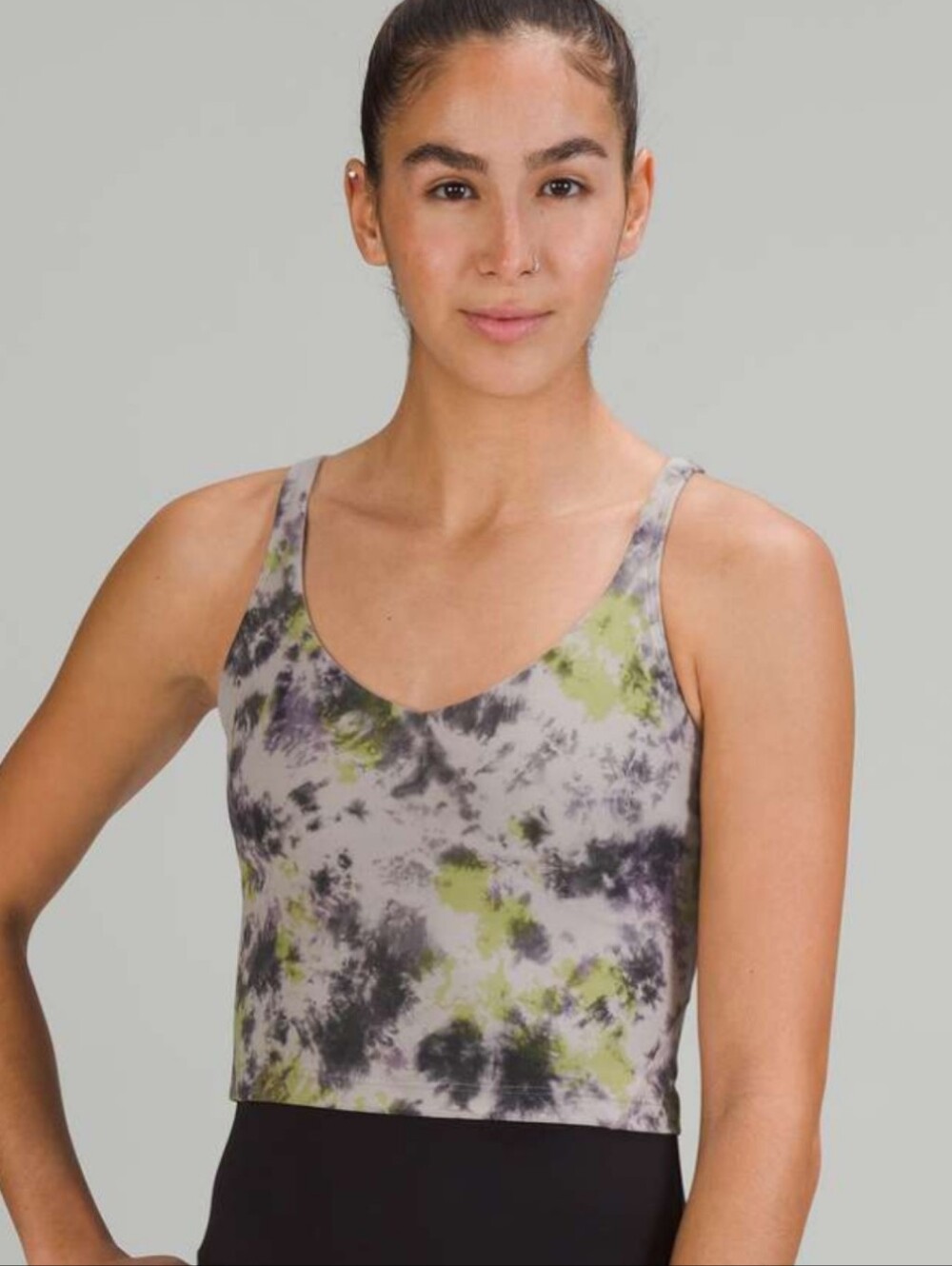lululemon athletica Tie-Dye Scoop Crop Top in Gray & Olive